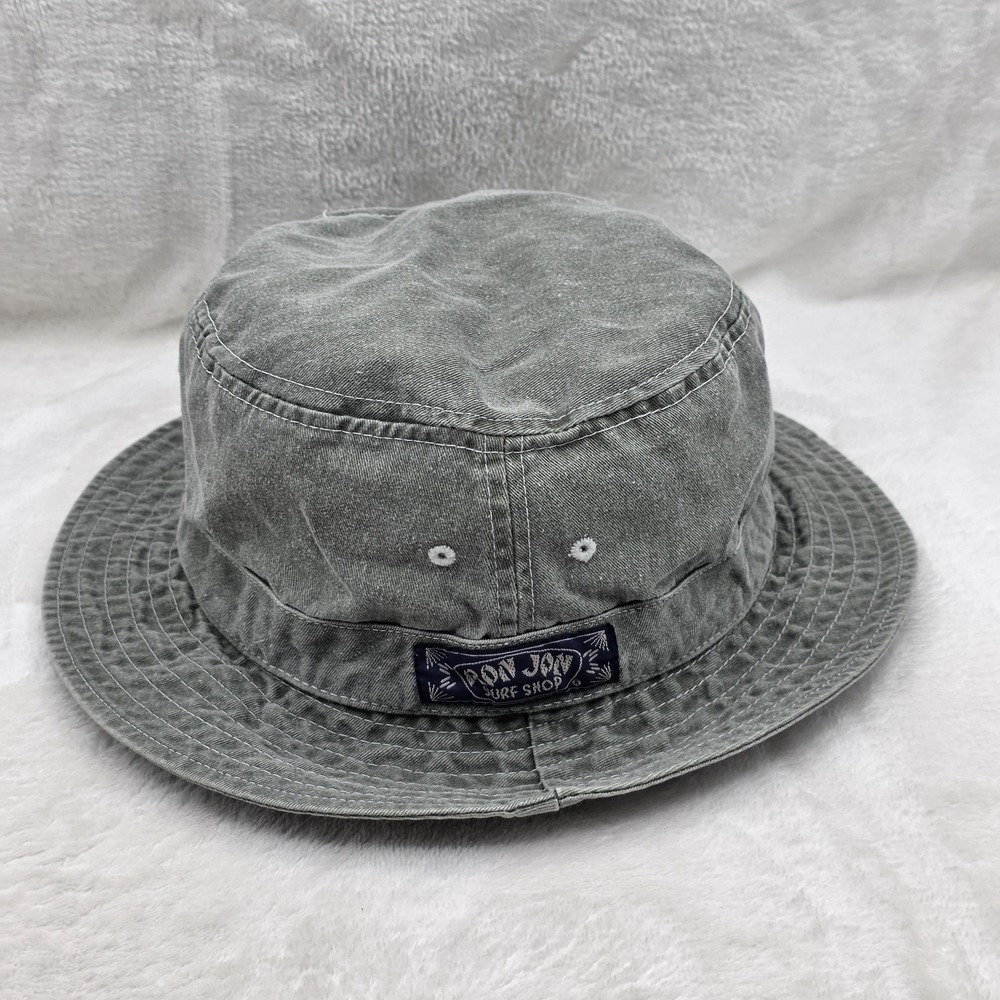 Ron Jon Surf Shop Hat Bucket Fitted Mens Large Gray Embroidered Patch Surf Beach